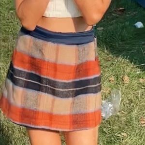 Orange blue brown mini skirt